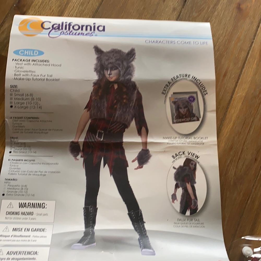 Halloween outfit werewolf girl size XL 12-14